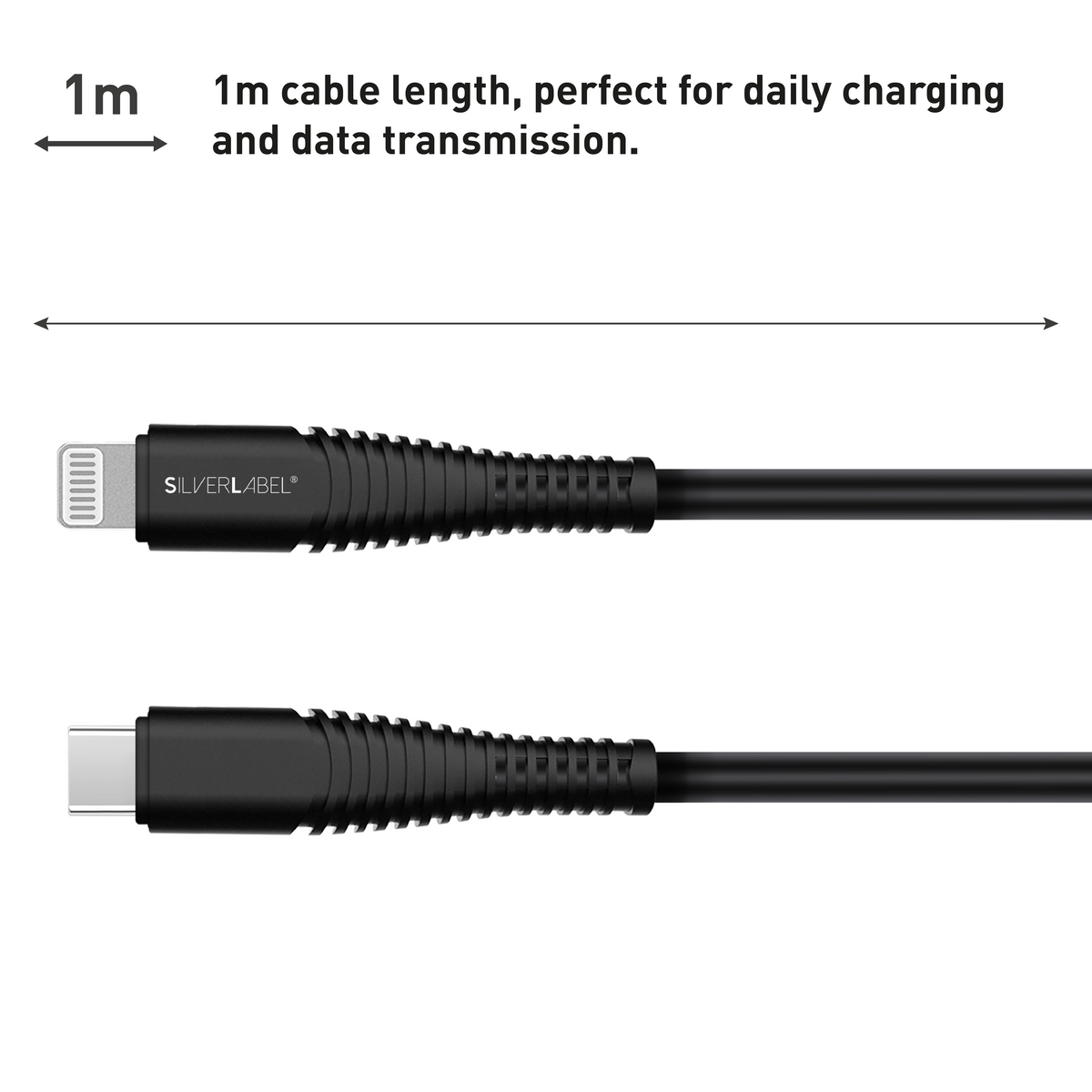 SilverLabel 1m USB-C to Lighting Cable Black