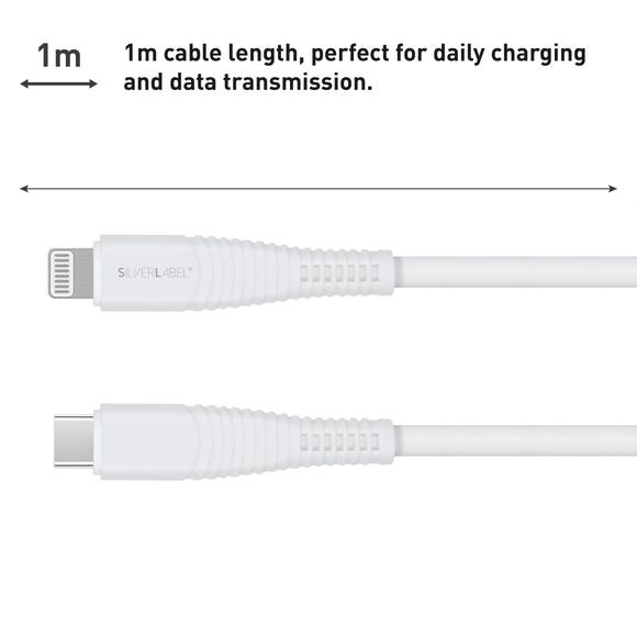SilverLabel 1m USB-C to Lighting Cable White