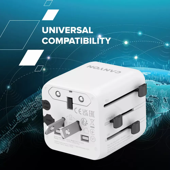Canyon Travel Adapter OnTour One EU/UK/US/AUS White